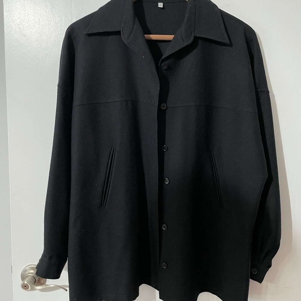 J. Tiktiner France. Black wool shirt jacket SZ FR 44/US 12.